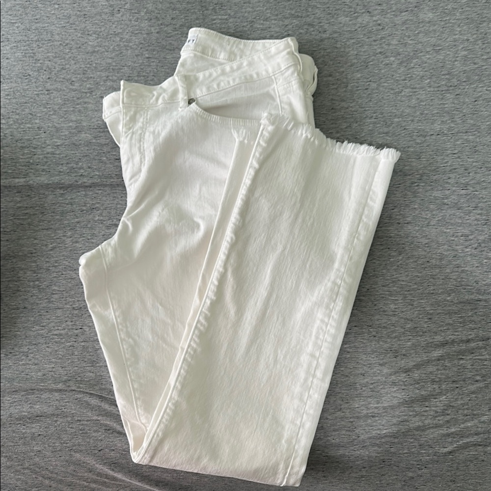 Loft White Curvy Straight Raw Hem Jeans